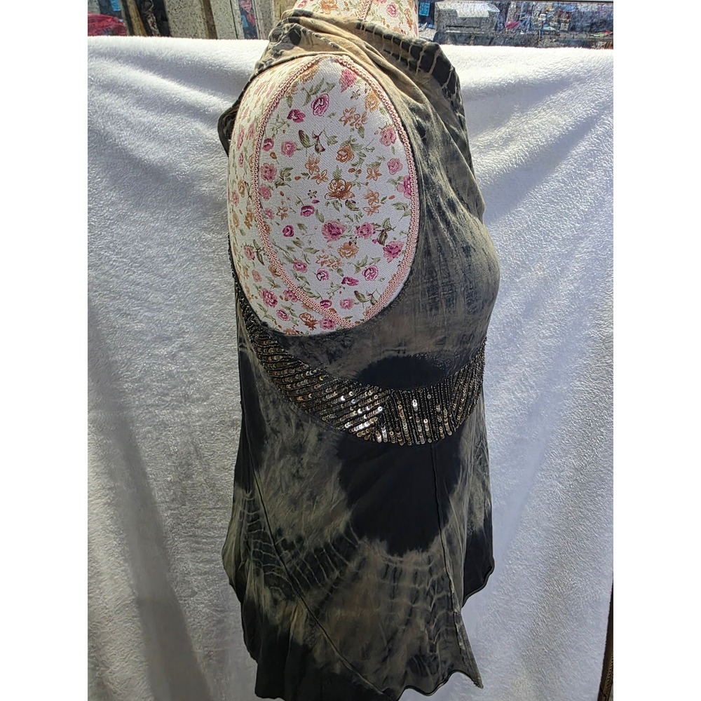 AllSaints Spitalfields Tie Dye Top Sequin Embellished Rock Biker Party Glam Sz12 - Picture 6 of 8